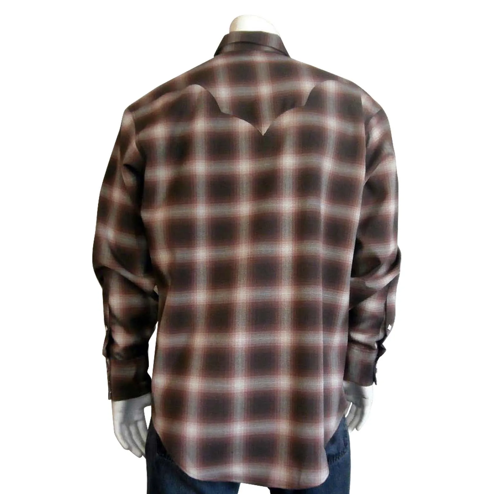 Men's Brown & Tan Shadow Plaid Western Shirt