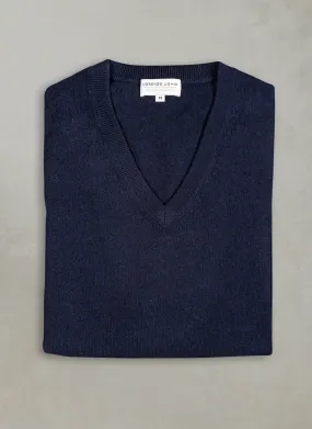 Men's Tribeca V-Neck Cashmere Sweater in Navy