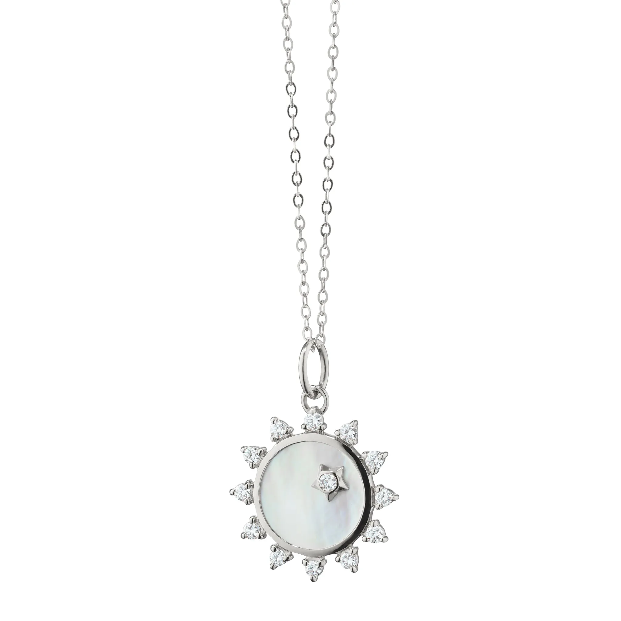 Mini Mother of Pearl Sapphire "Happiness" Sun Charm