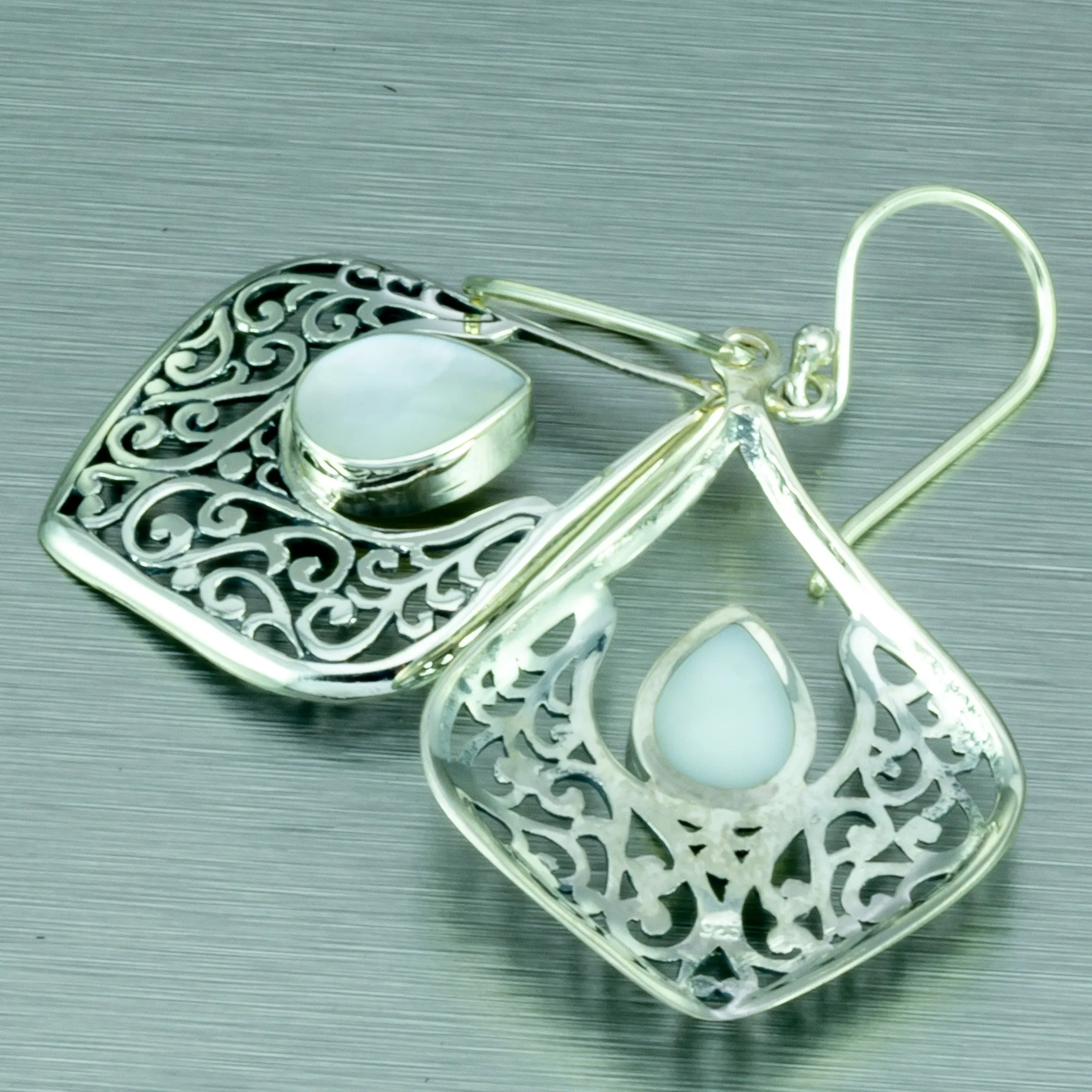 Mother of Pearl Balinese Sterling Silver Earrings