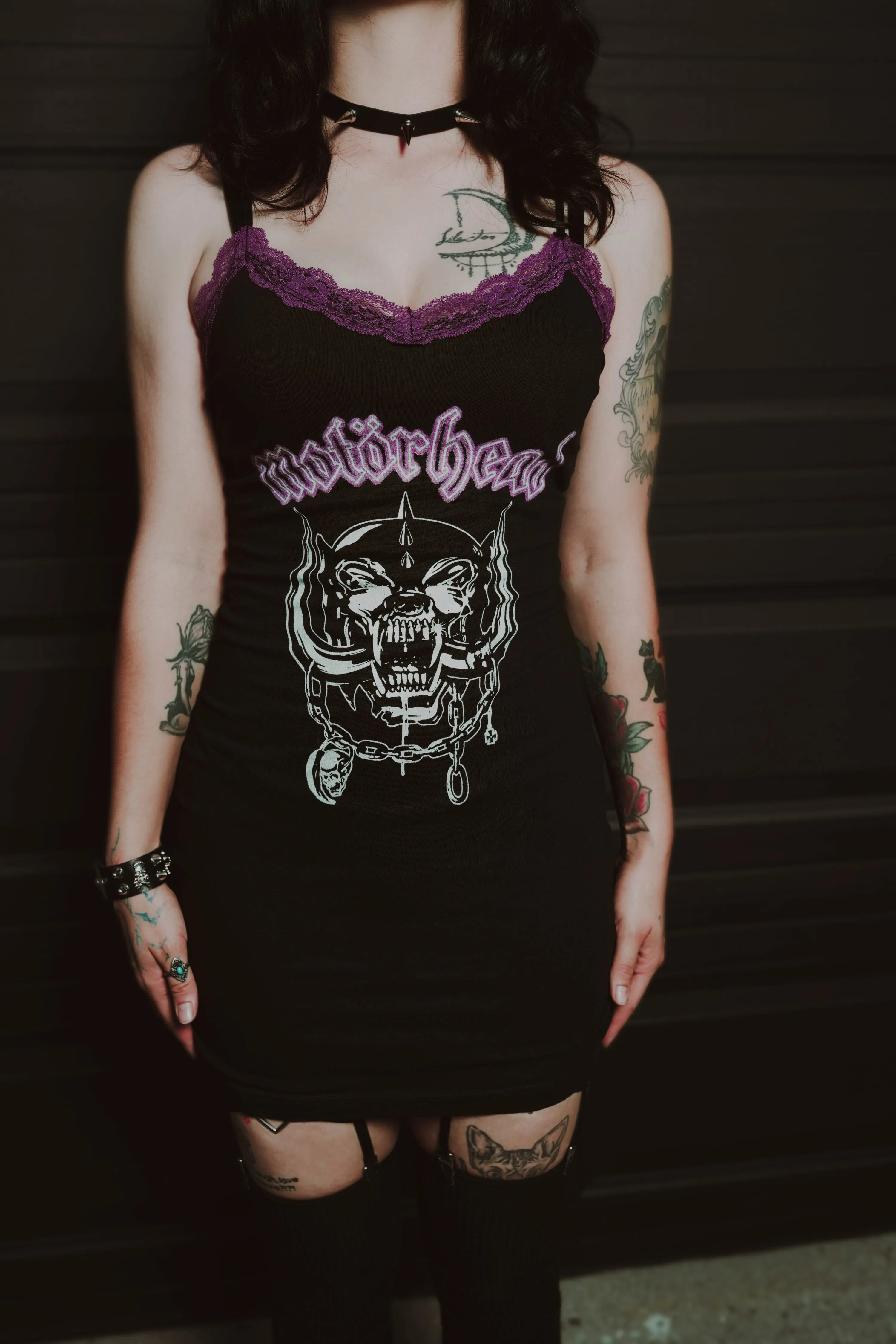 Motorhead Purple Lace Strap Dress