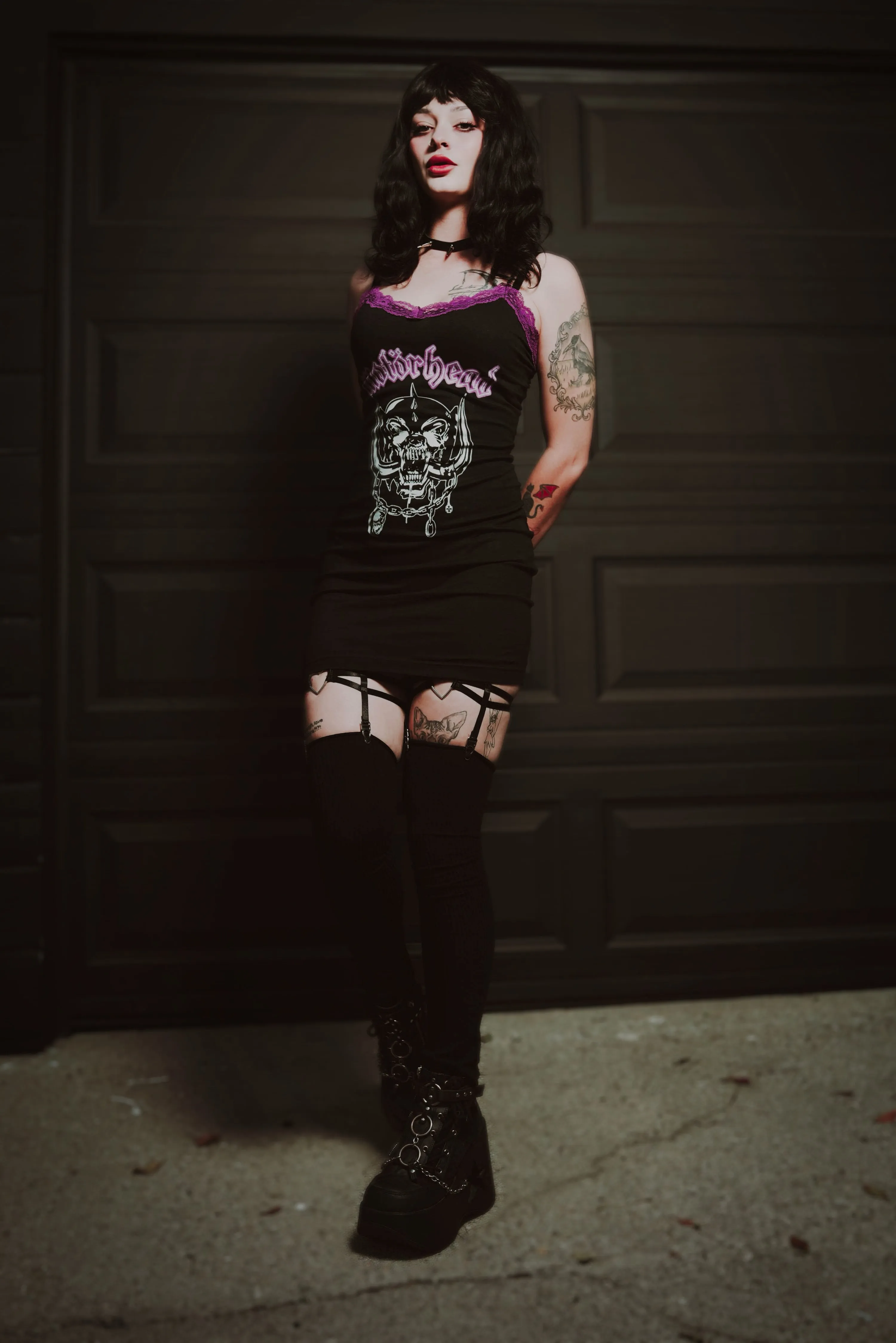 Motorhead Purple Lace Strap Dress