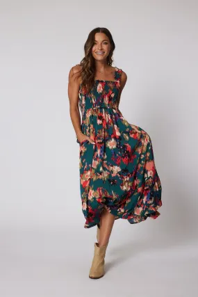 Multi Color Print Smock Maxi Dress