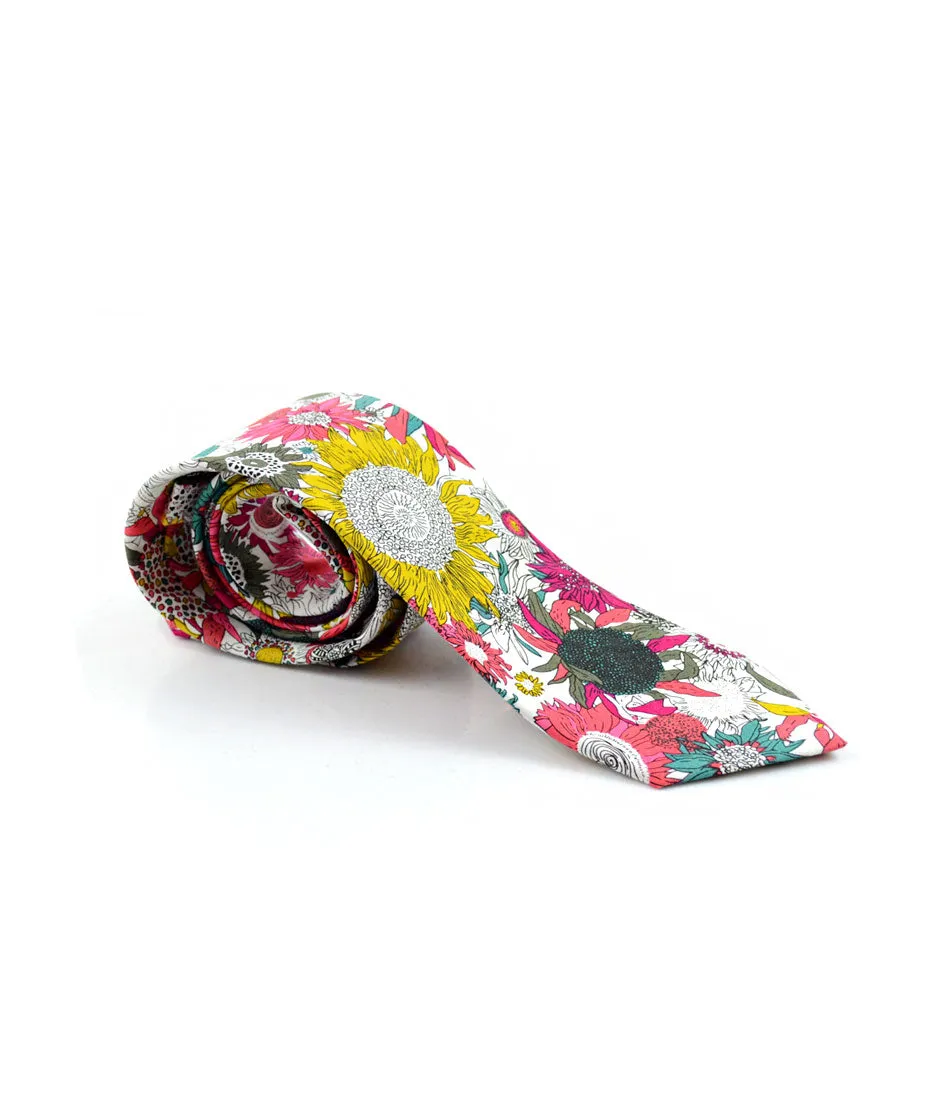 Multi Color White Flora Neck Tie