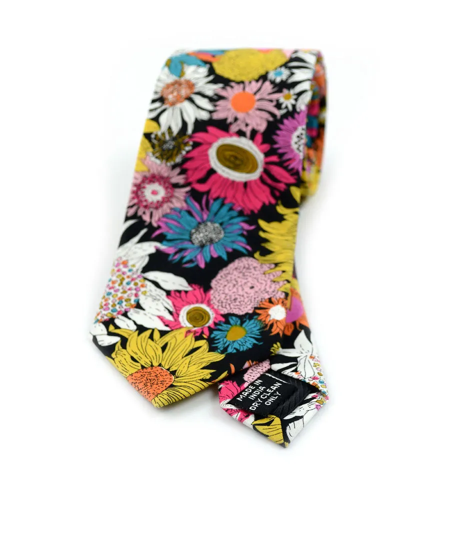 Multi Color White Flora Neck Tie