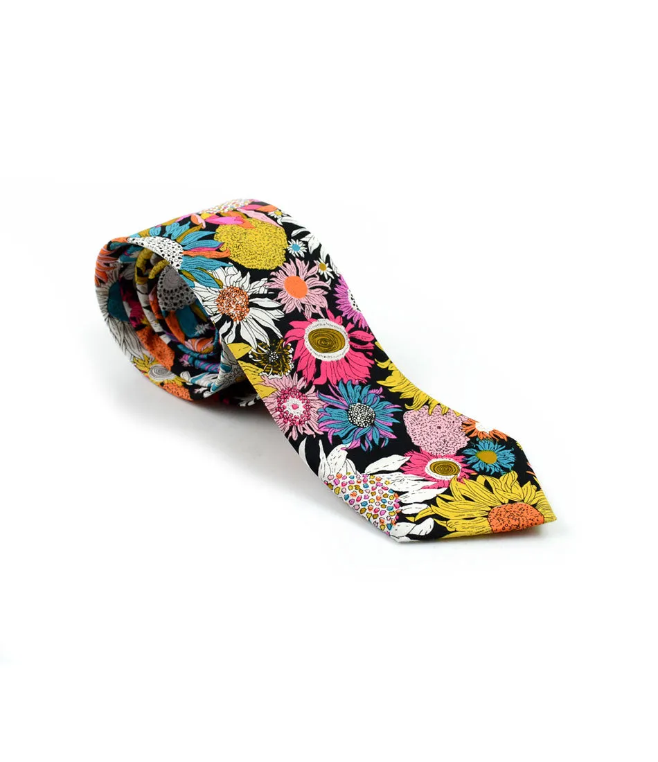 Multi Color White Flora Neck Tie