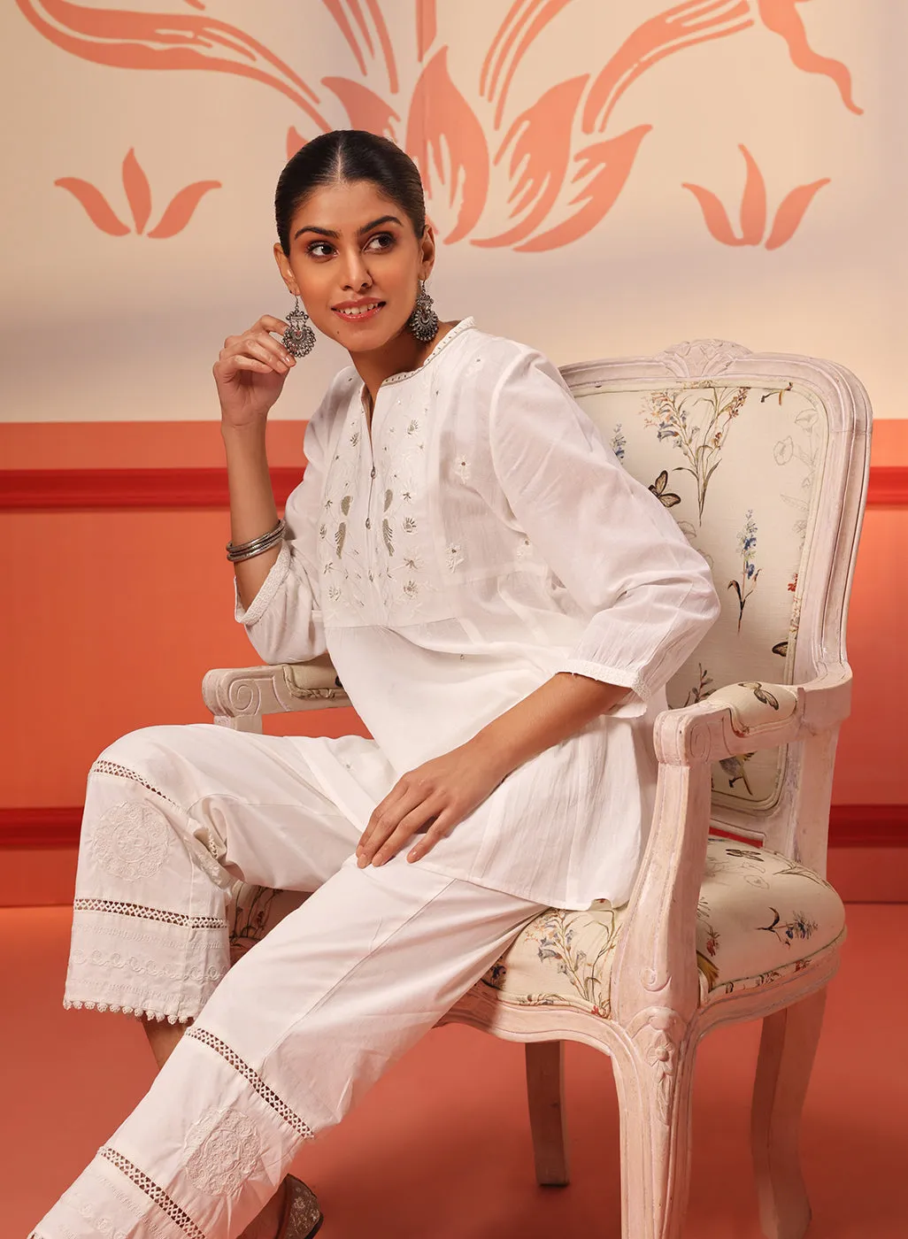 Naisha Ivory Embroidered Top for Women