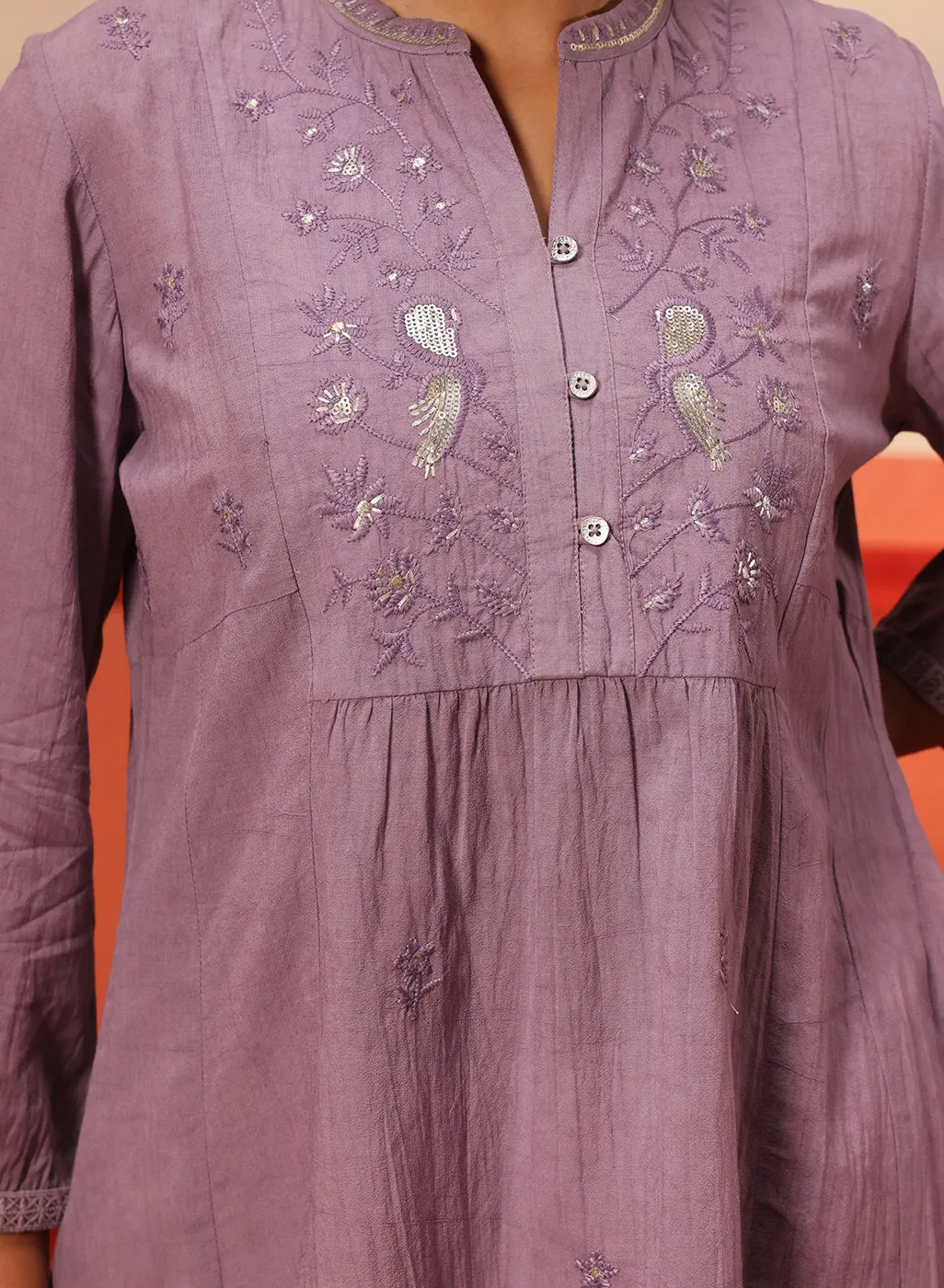 Naisha Lilac Embroidered Top for Women