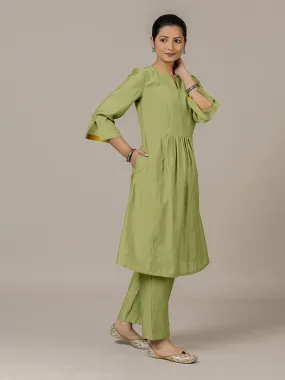 Nimrat x Rozaana | A Line Kurta in Pista Green with Thread Work | Coords or Only Kurta