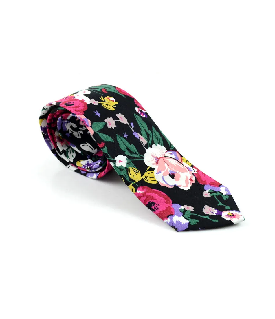 Onyx Black Floral Neck Tie