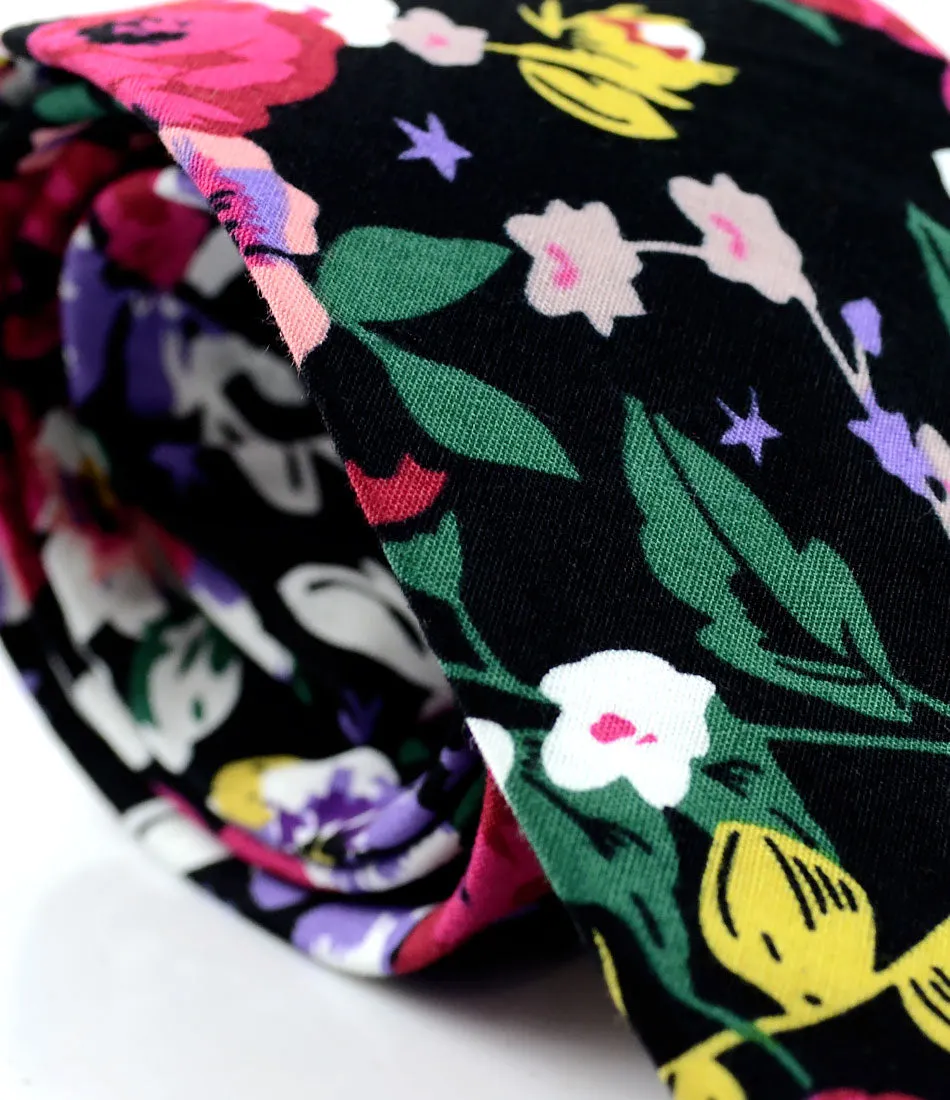 Onyx Black Floral Neck Tie