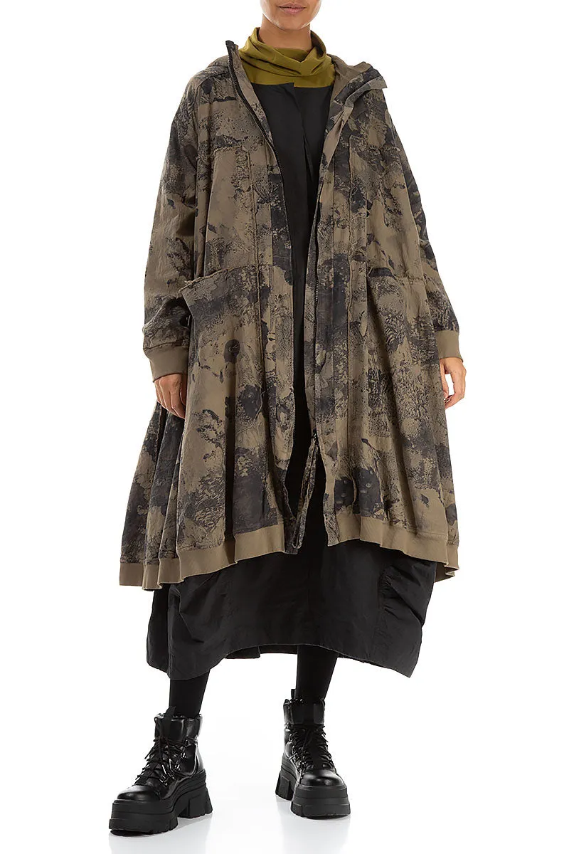 Oversized Silver Sage Marble Cotton Swing Coat