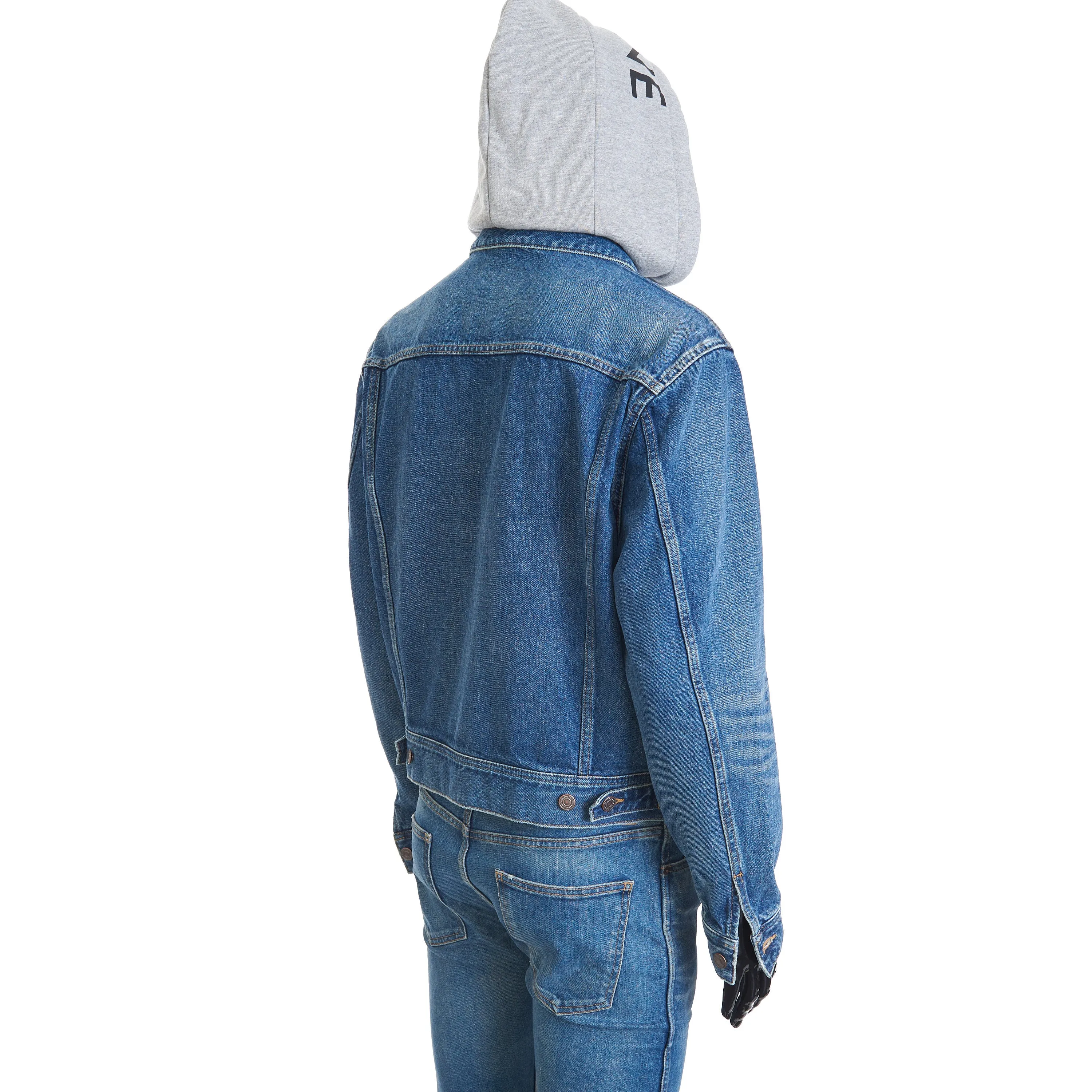 Oversized Trucker Jacket With Hood In Union Wash Denim