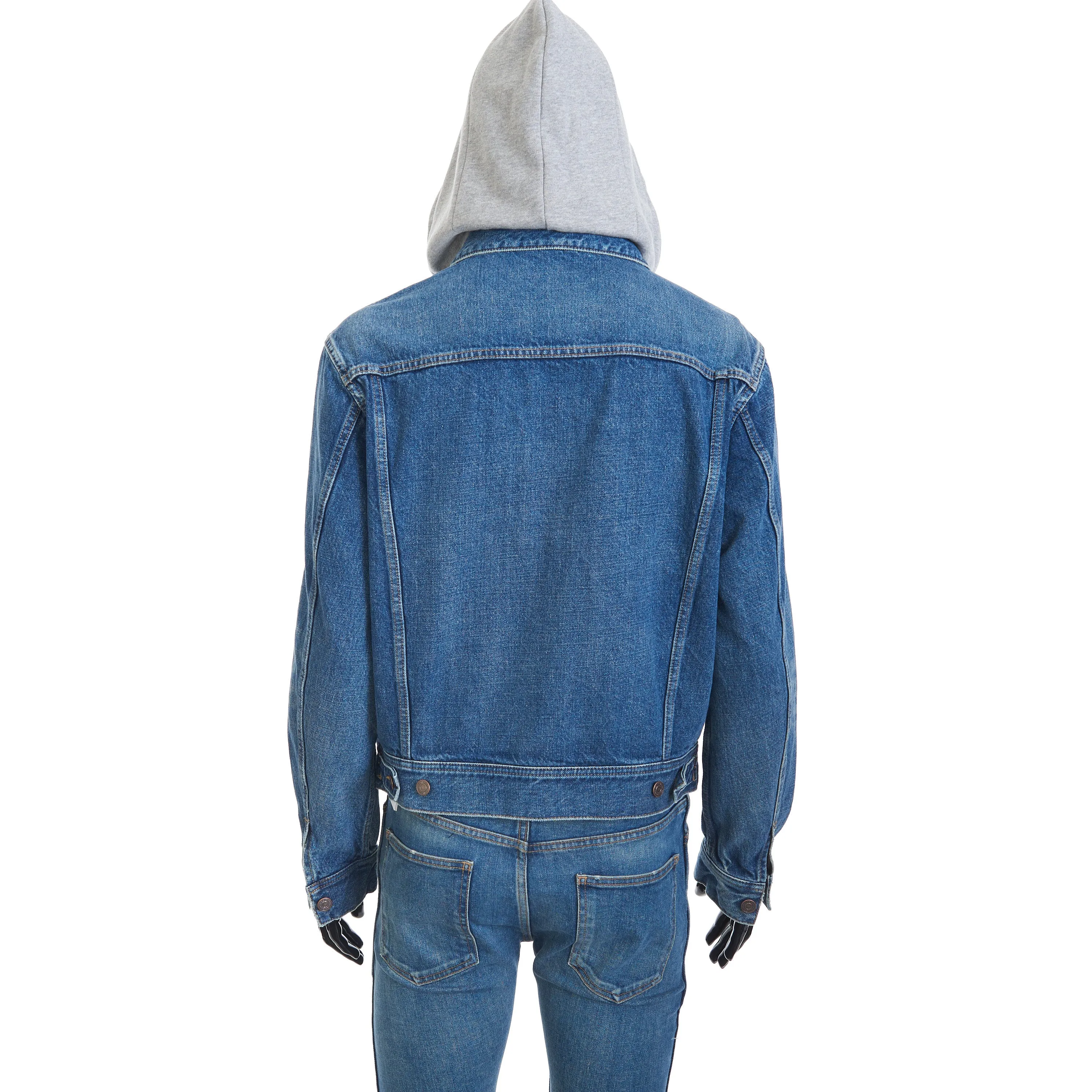 Oversized Trucker Jacket With Hood In Union Wash Denim