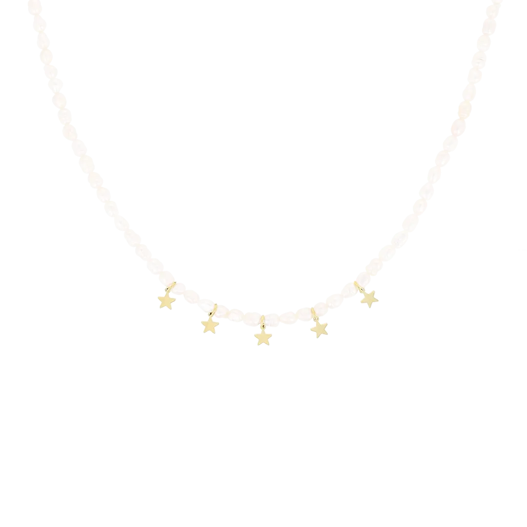 Pearl/ gold necklace with stars