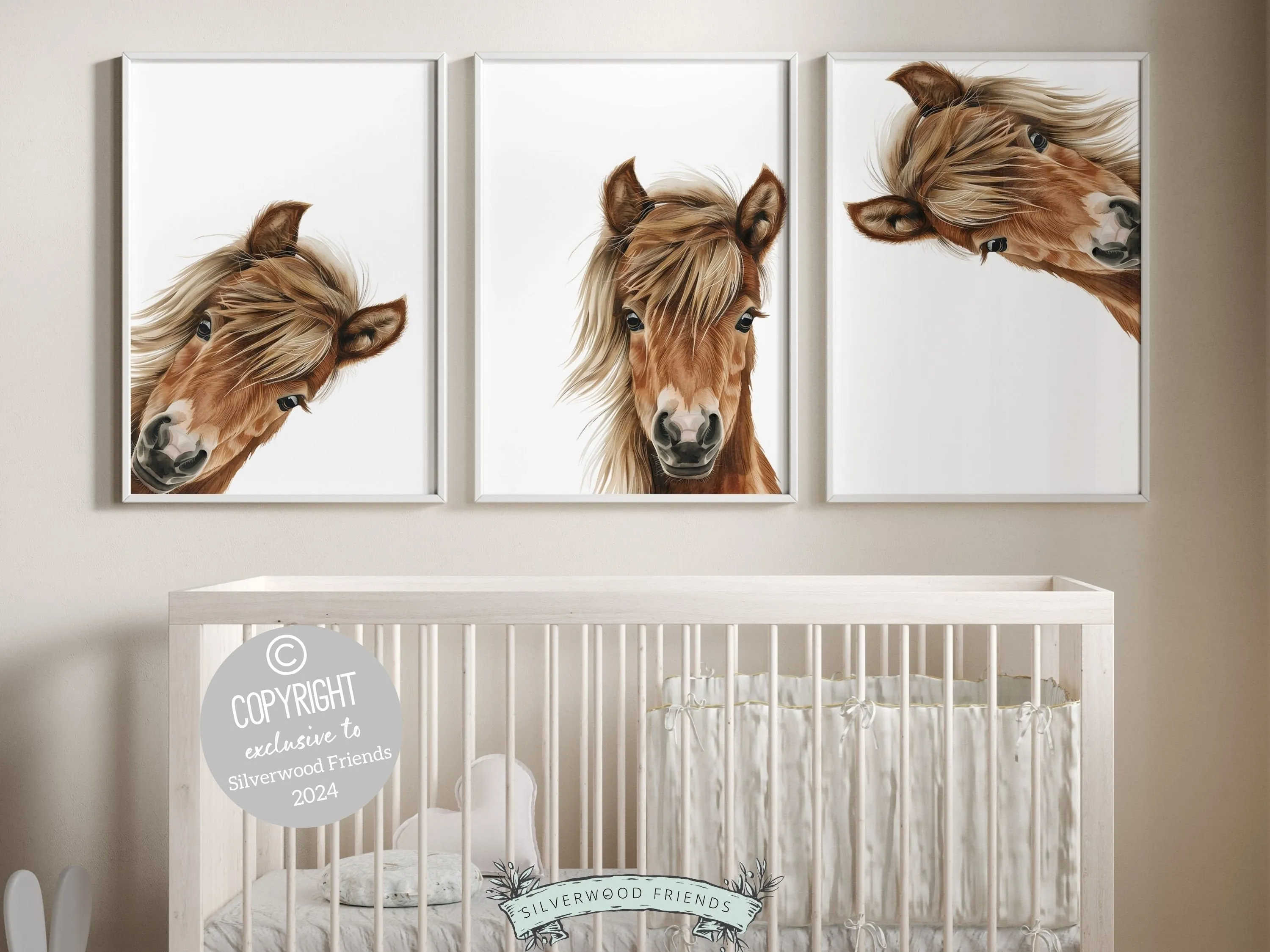 Peeking Horse Nursery Prints - 001