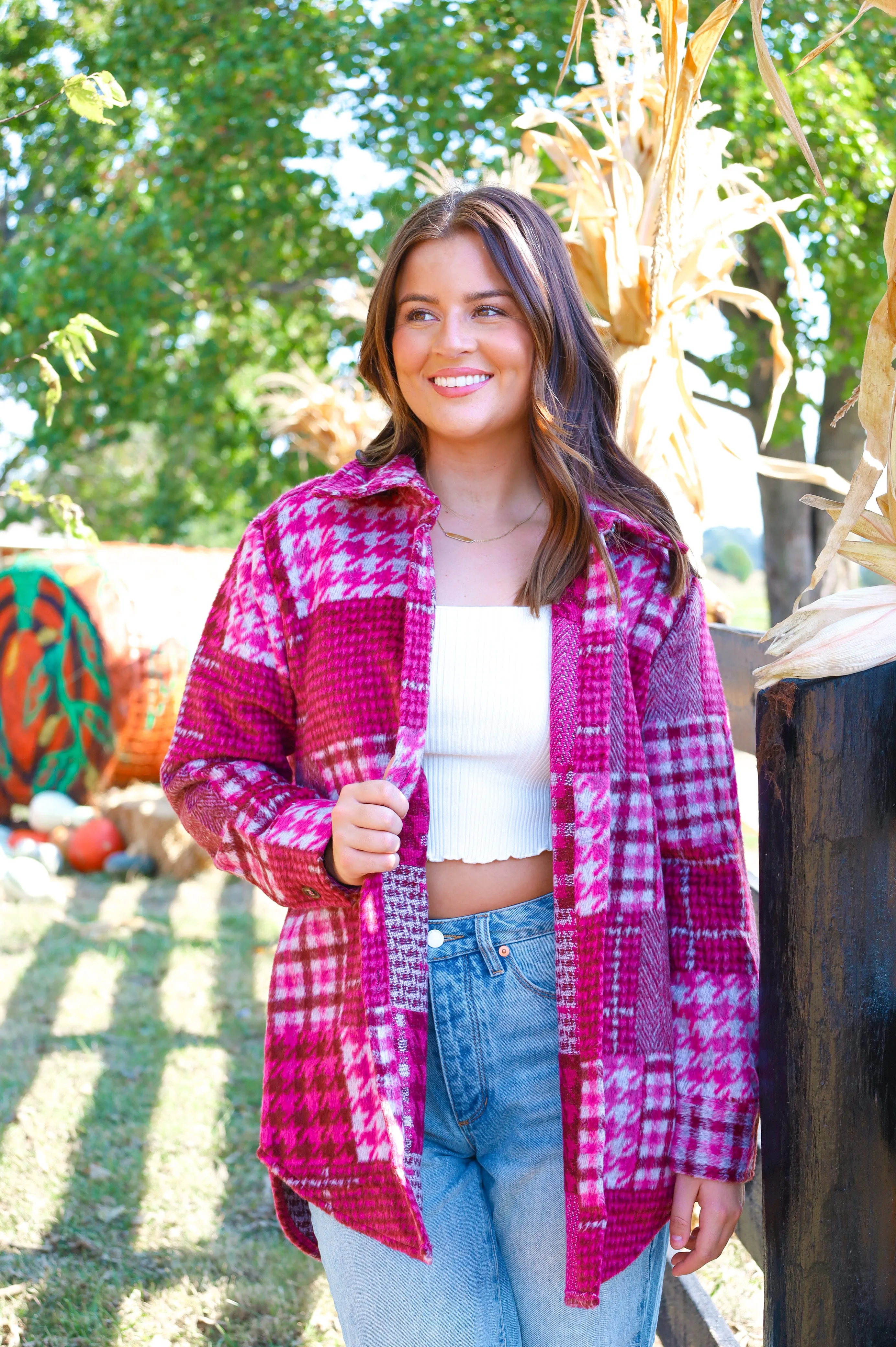 PINK PLAID OVERSIZED SHACKET