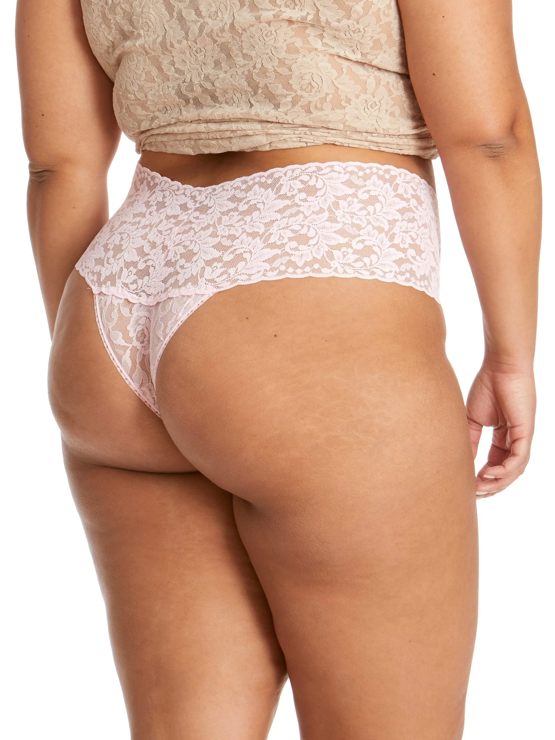 Plus Size Retro Lace Thong Bliss Pink