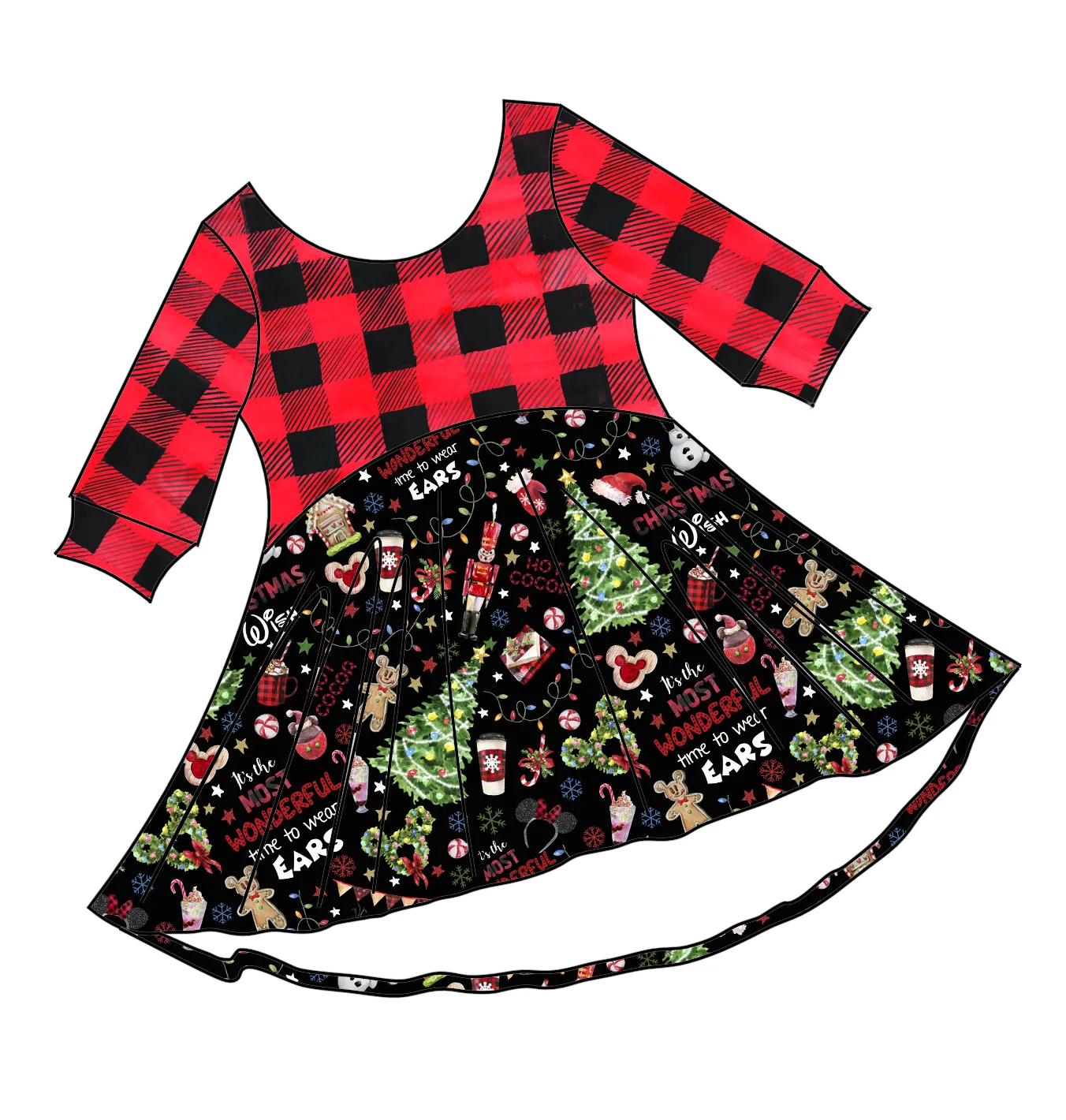 PREORDER - Christmas Wish - All Plaid Bodice - Luna Dress