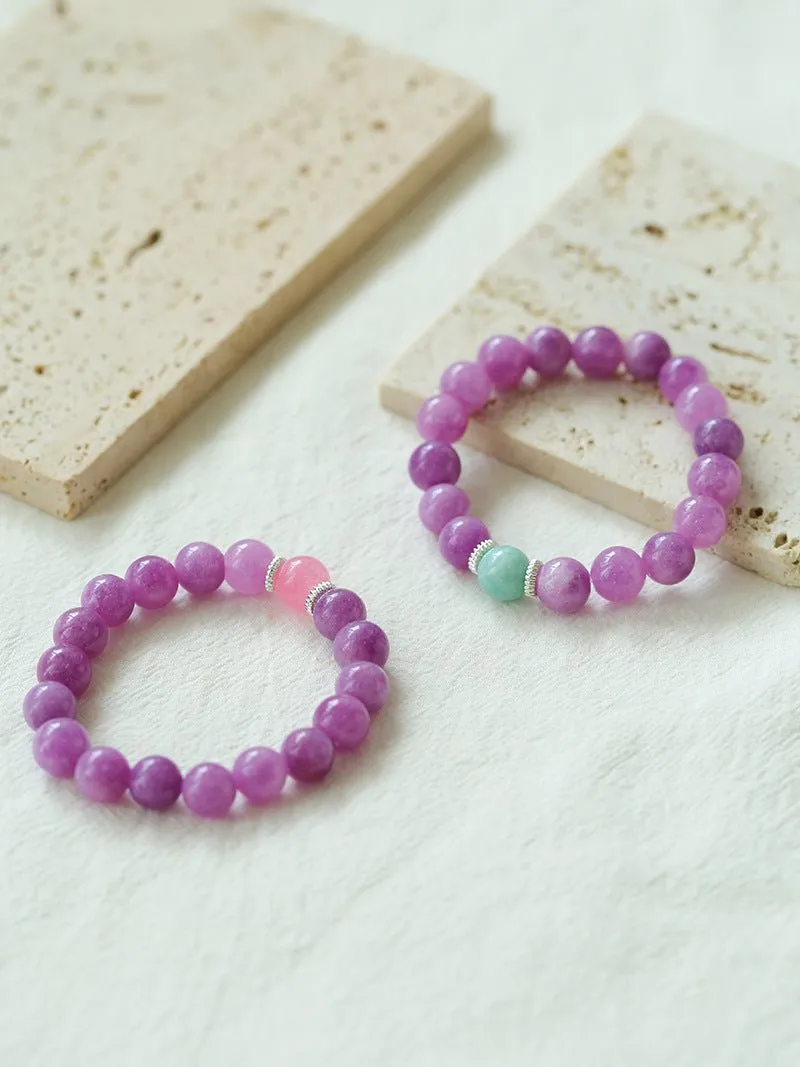 Purple Grapestone Elastic Beaded Bracelet