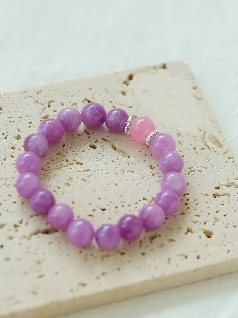 Purple Grapestone Elastic Beaded Bracelet