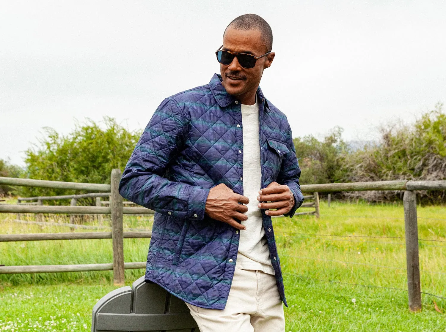 Quilted Shacket - Alamo Plaid - Navy