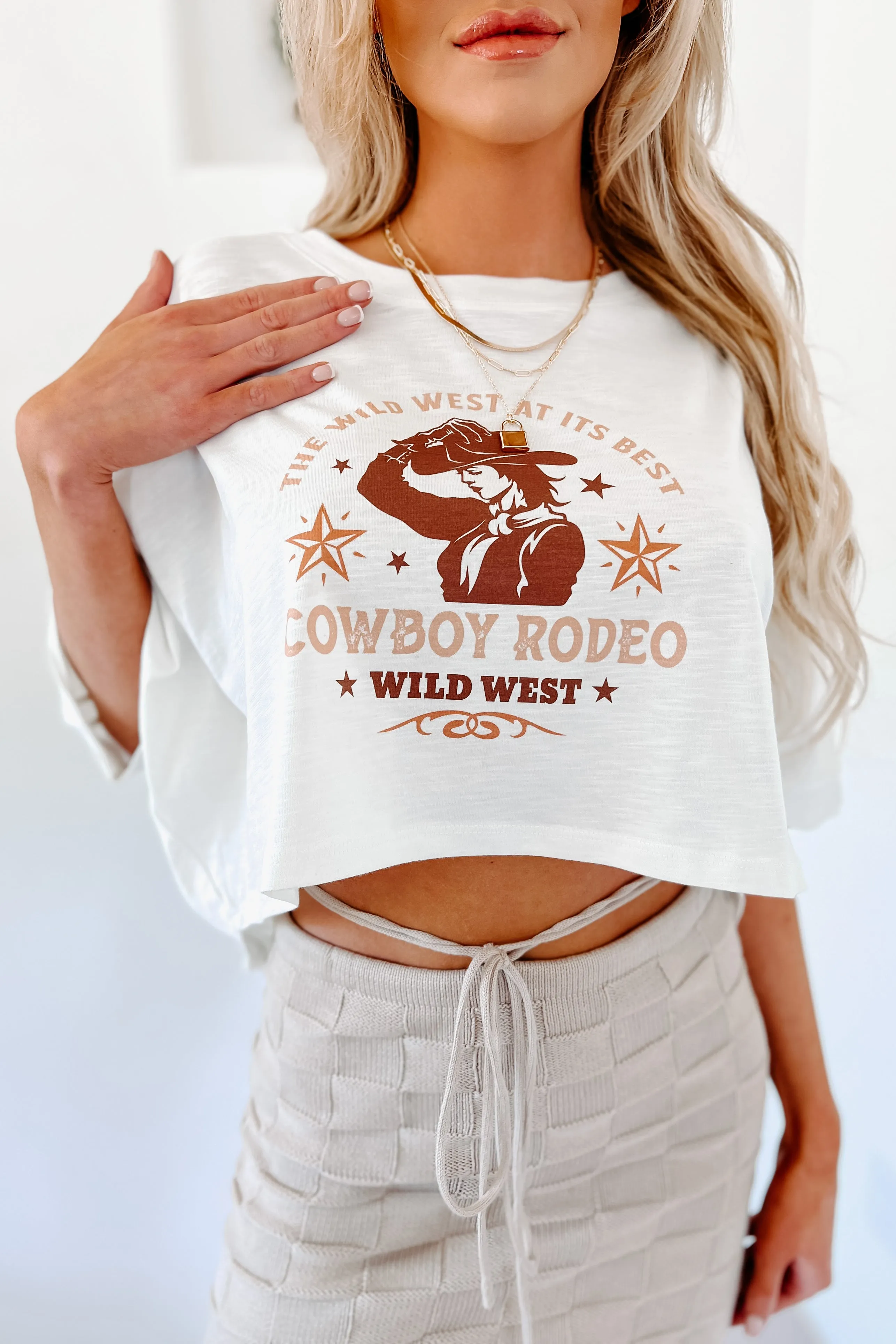 "Wild West At Its Best" Oversized Cropped Graphic Tee (Marshmallow) - Print On Demand