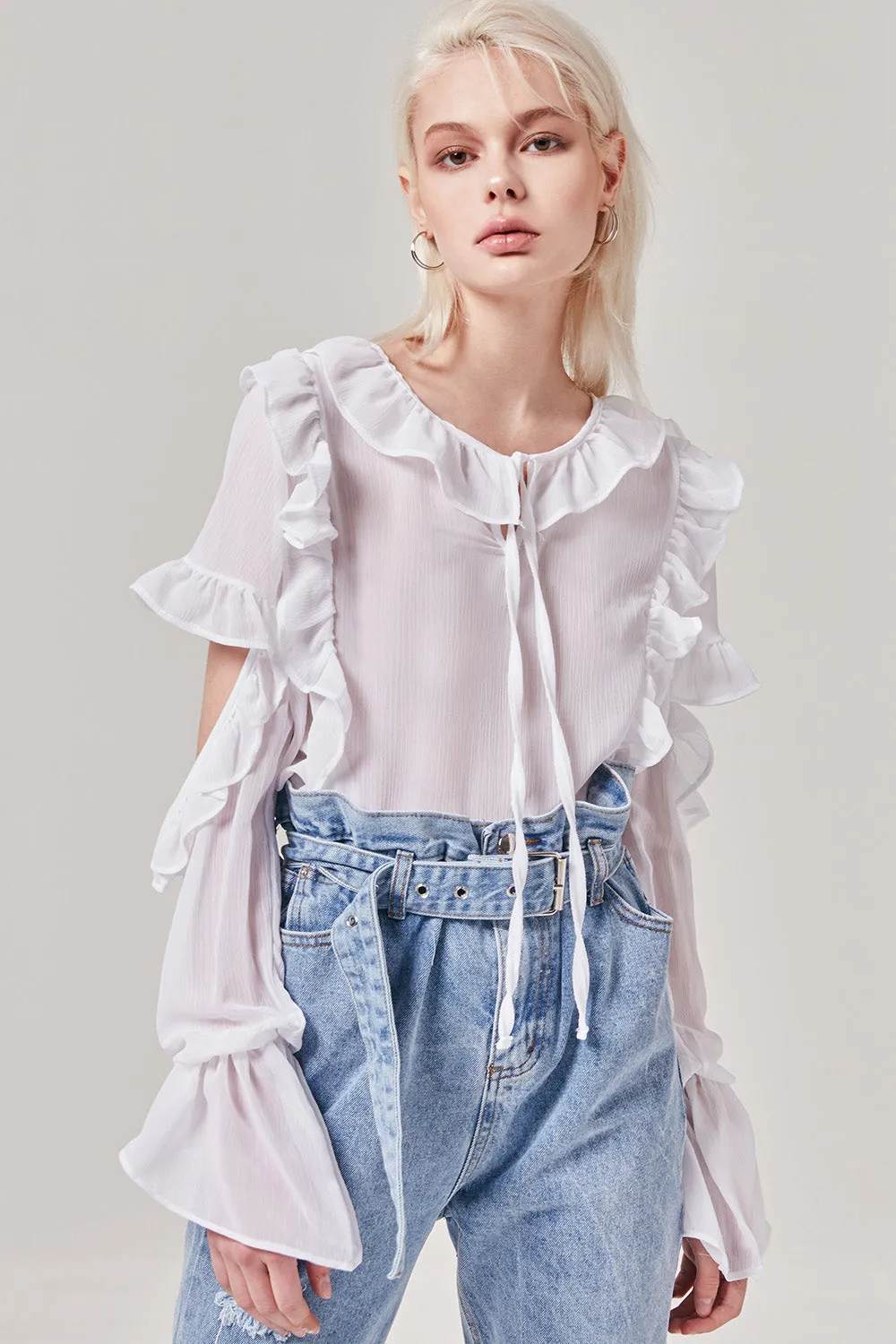 Ruffle Keyhole Top