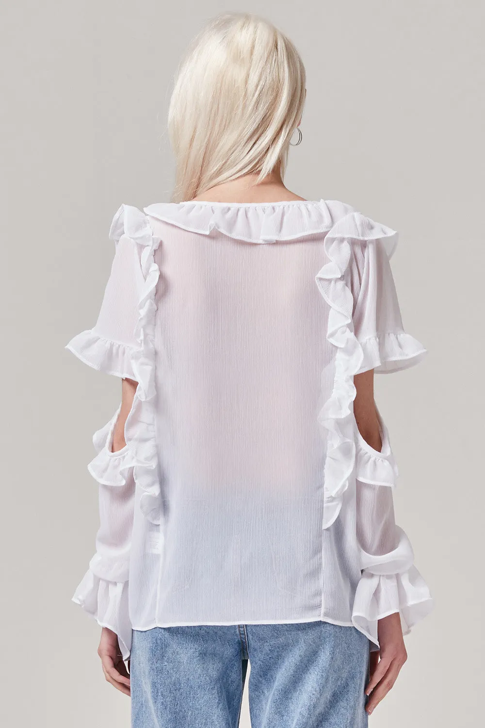 Ruffle Keyhole Top