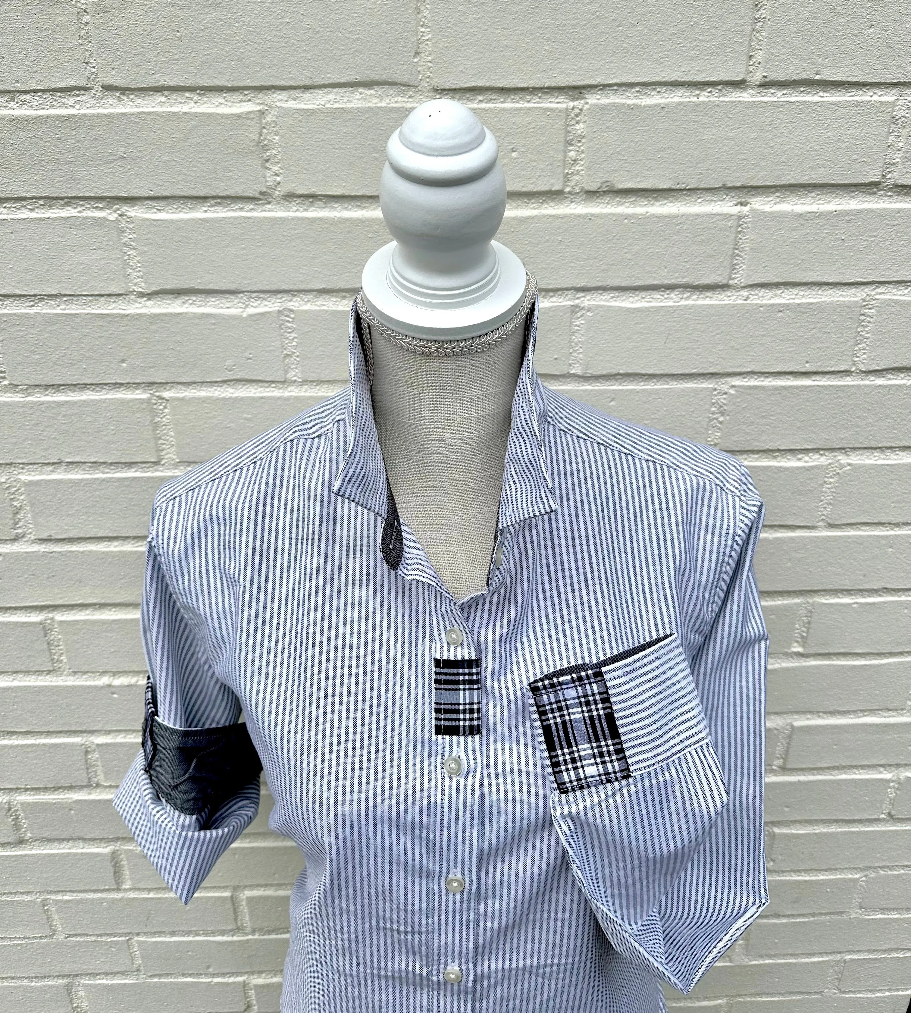 SALE - XS, M & L ONLY - Casie2 Banker Stripe Oxford Shirt (Casie2 17) *FINAL SALE*