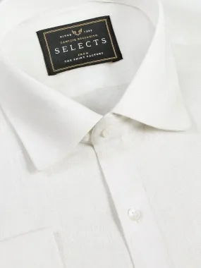 Selects Linen Cotton Blended Plain Shirt - White (0687)