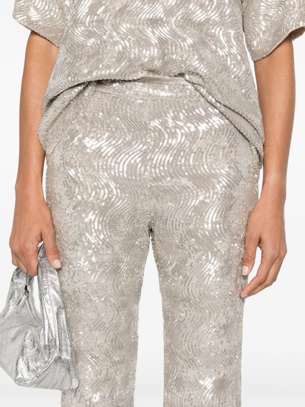 SEQUINED FLARED TROUSERS