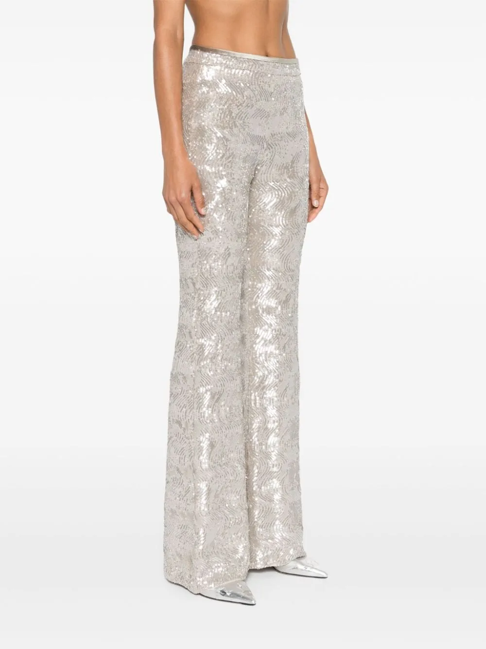 SEQUINED FLARED TROUSERS