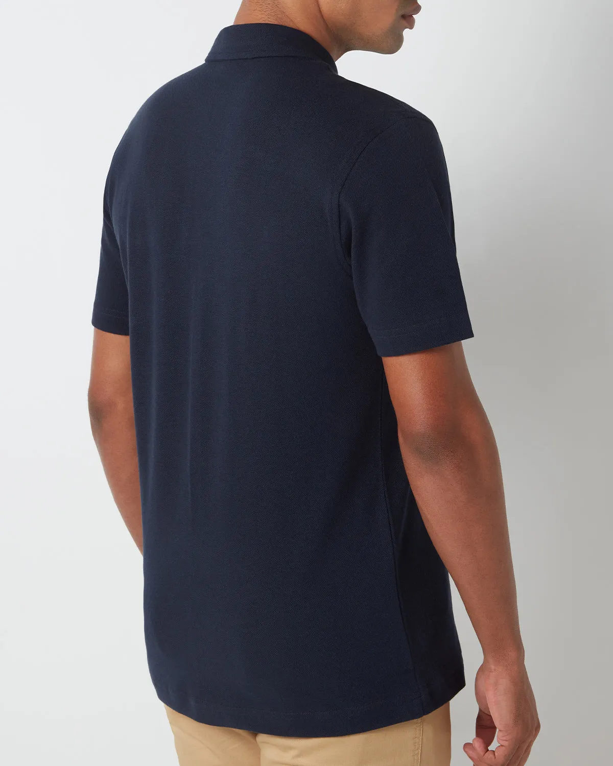 Signature Zipper Polo T-Shirt - Navy