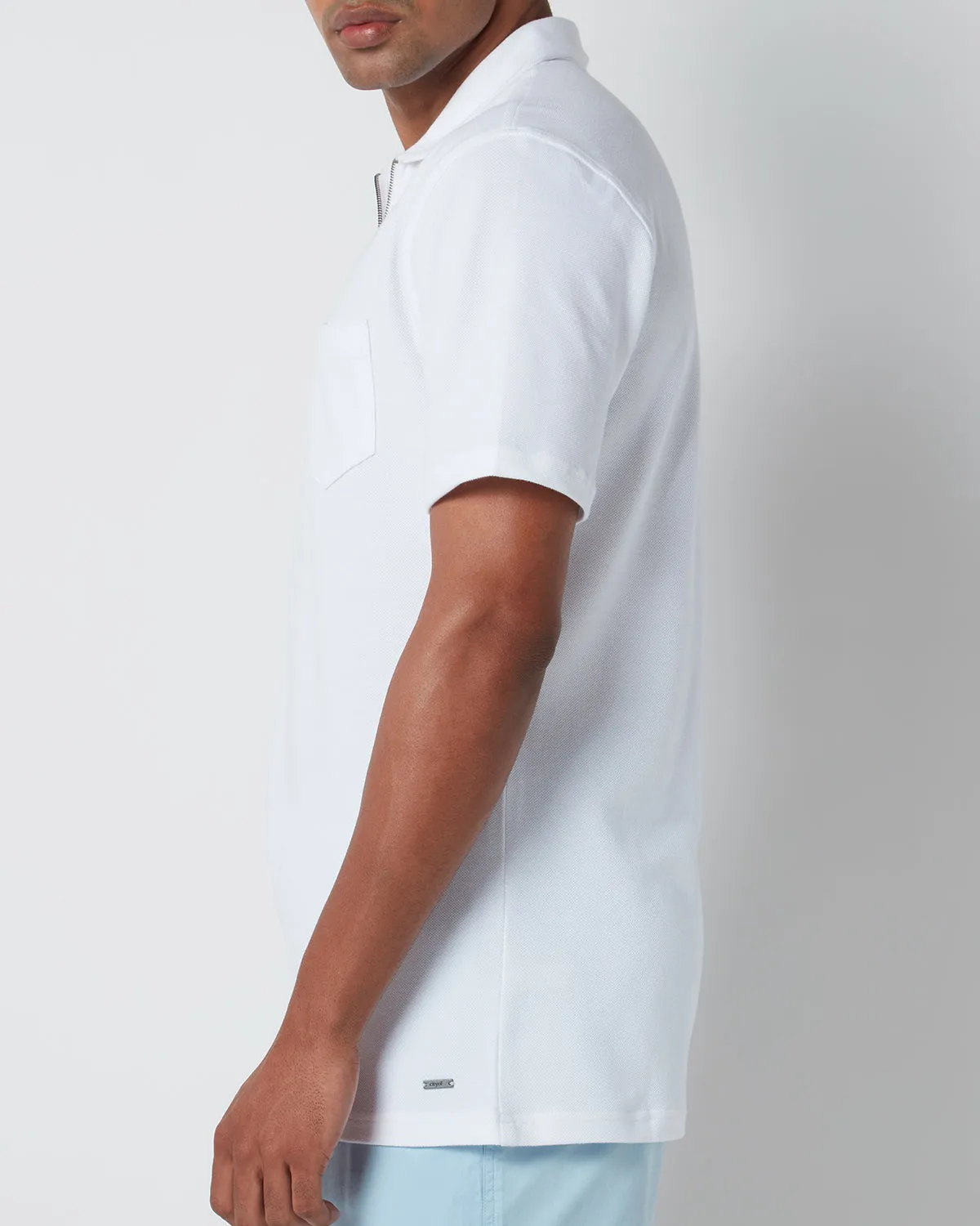 Signature Zipper Polo T-Shirt - White