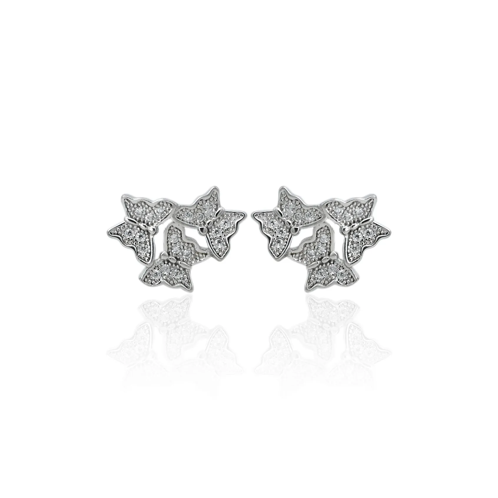 Silver "The Sparkling Butterflies" Girls Earrings