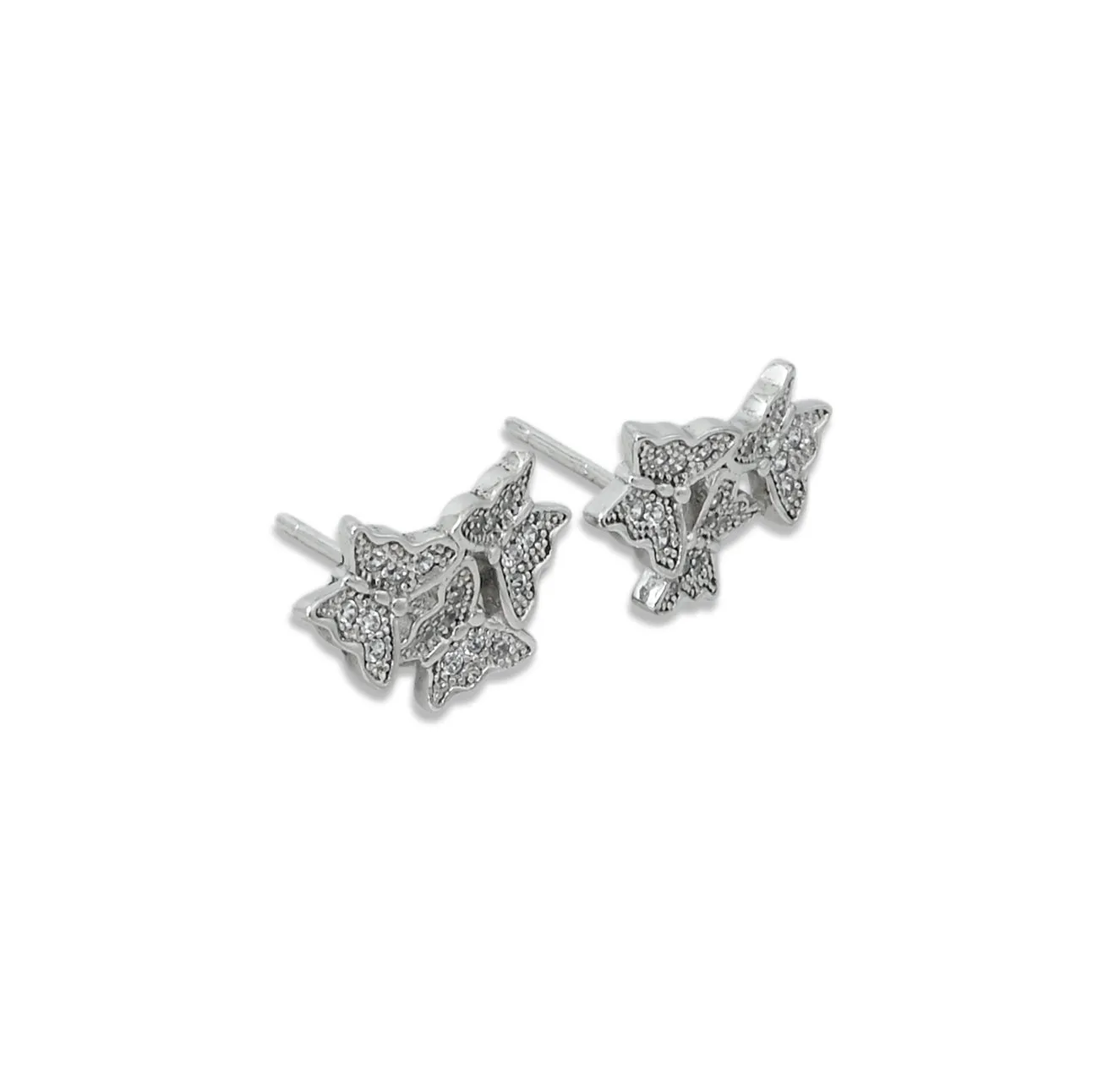 Silver "The Sparkling Butterflies" Girls Earrings