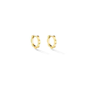 Small Yellow Gold Triplet Plain Hoop Earrings