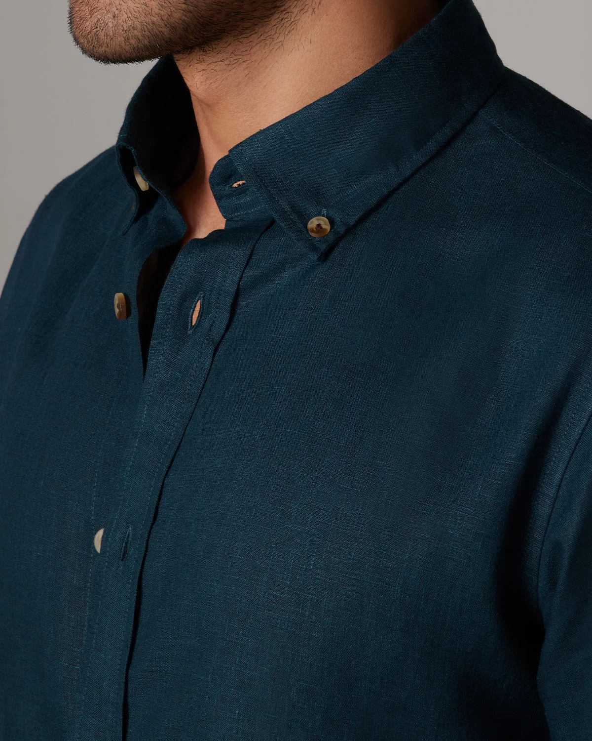 Soft Washed Linen Shirt - Bottle Green