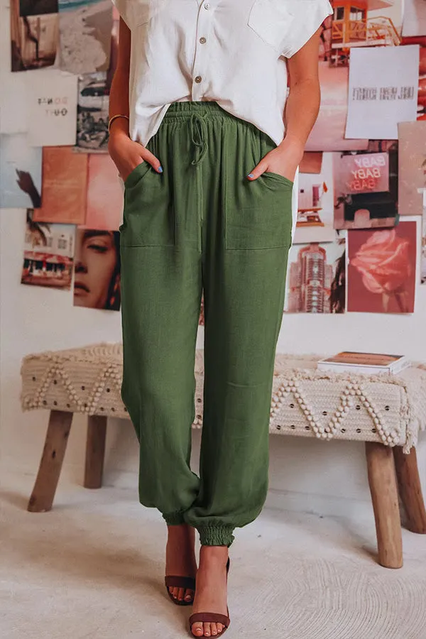 Solid color cotton comfortable casual trousers