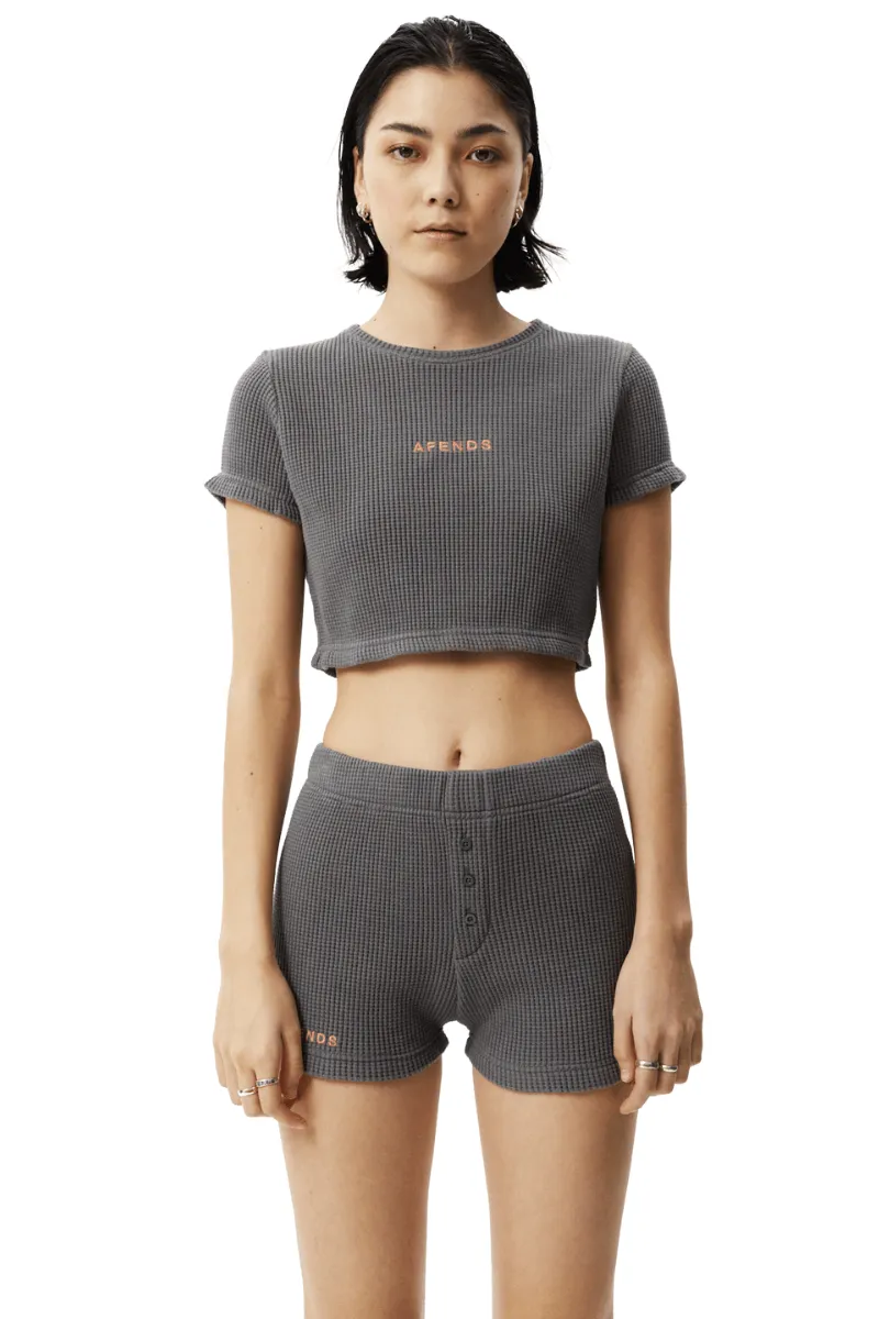 Steel Ari Recycled Waffle Cropped Tee