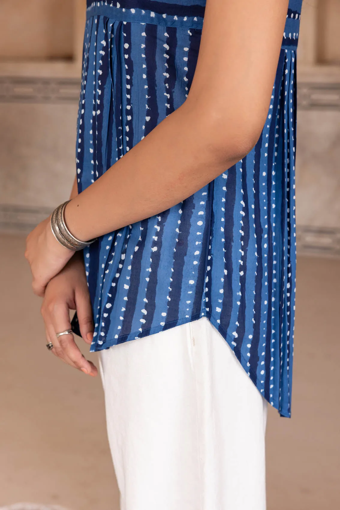 Striped Indigo Short Sleeve Top