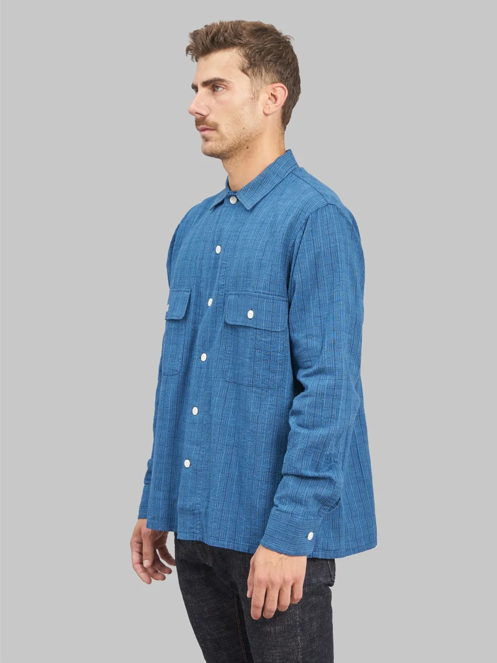 Studio D'Artisan 5706B "AWA-AI" Natural Indigo Shijira Plaid Shirt