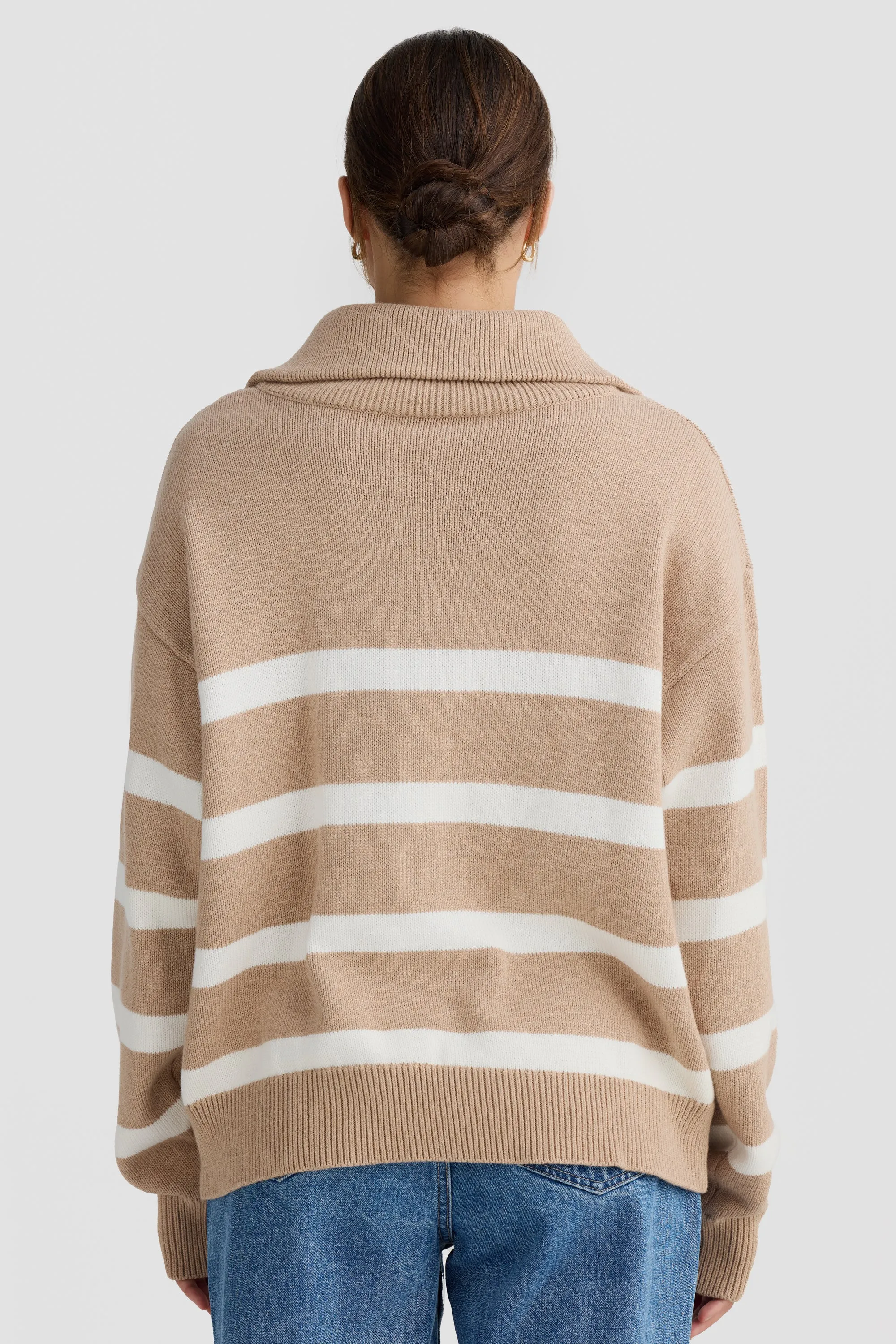 Talli Slouchy Quarter Zip Knit Sweater Sand