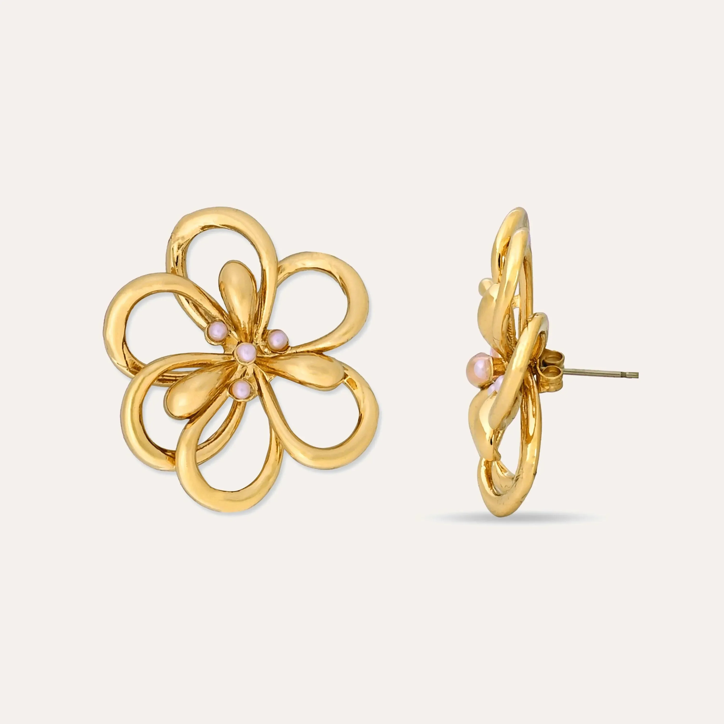 TFC Flower Power Gold Plated Stud Earrings