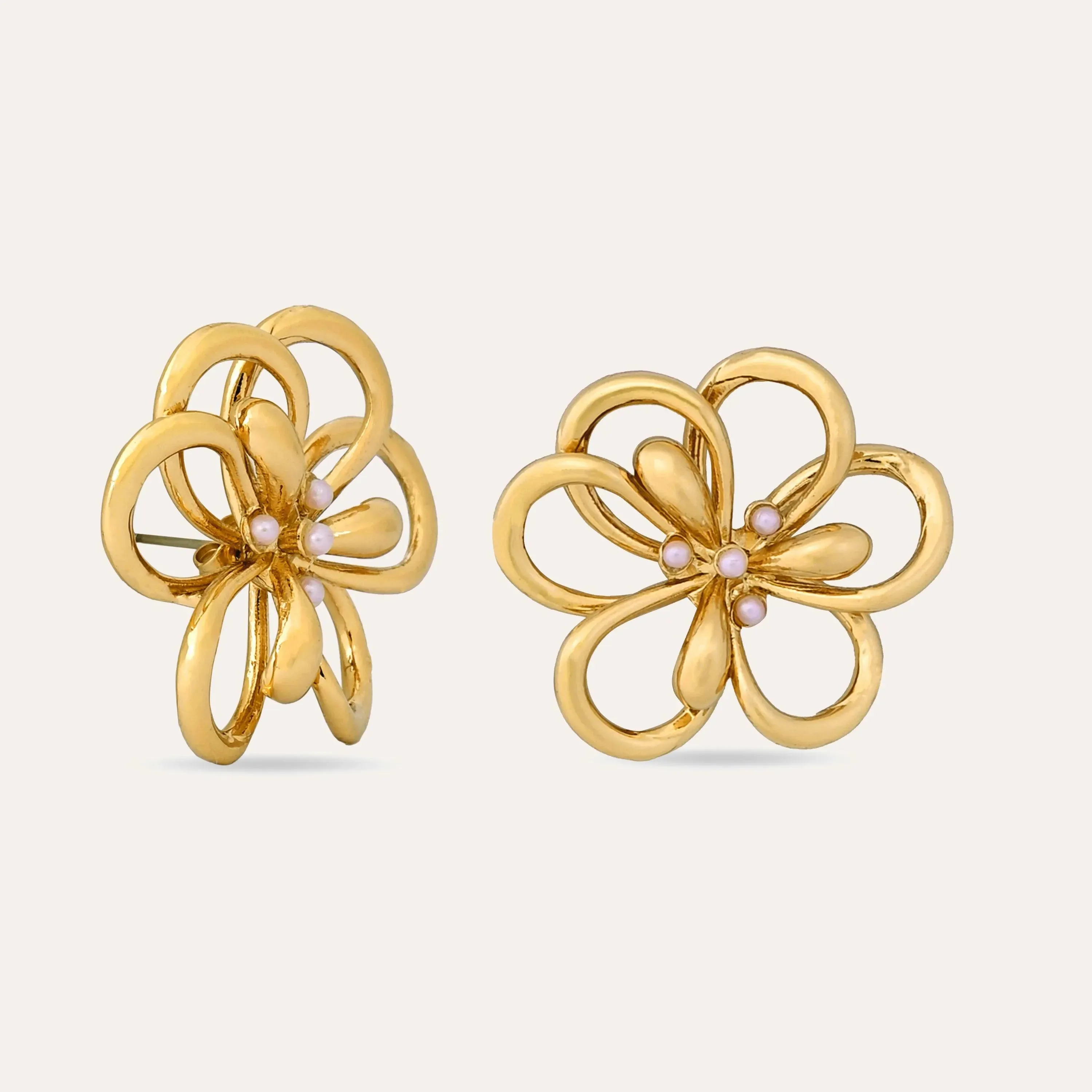 TFC Flower Power Gold Plated Stud Earrings