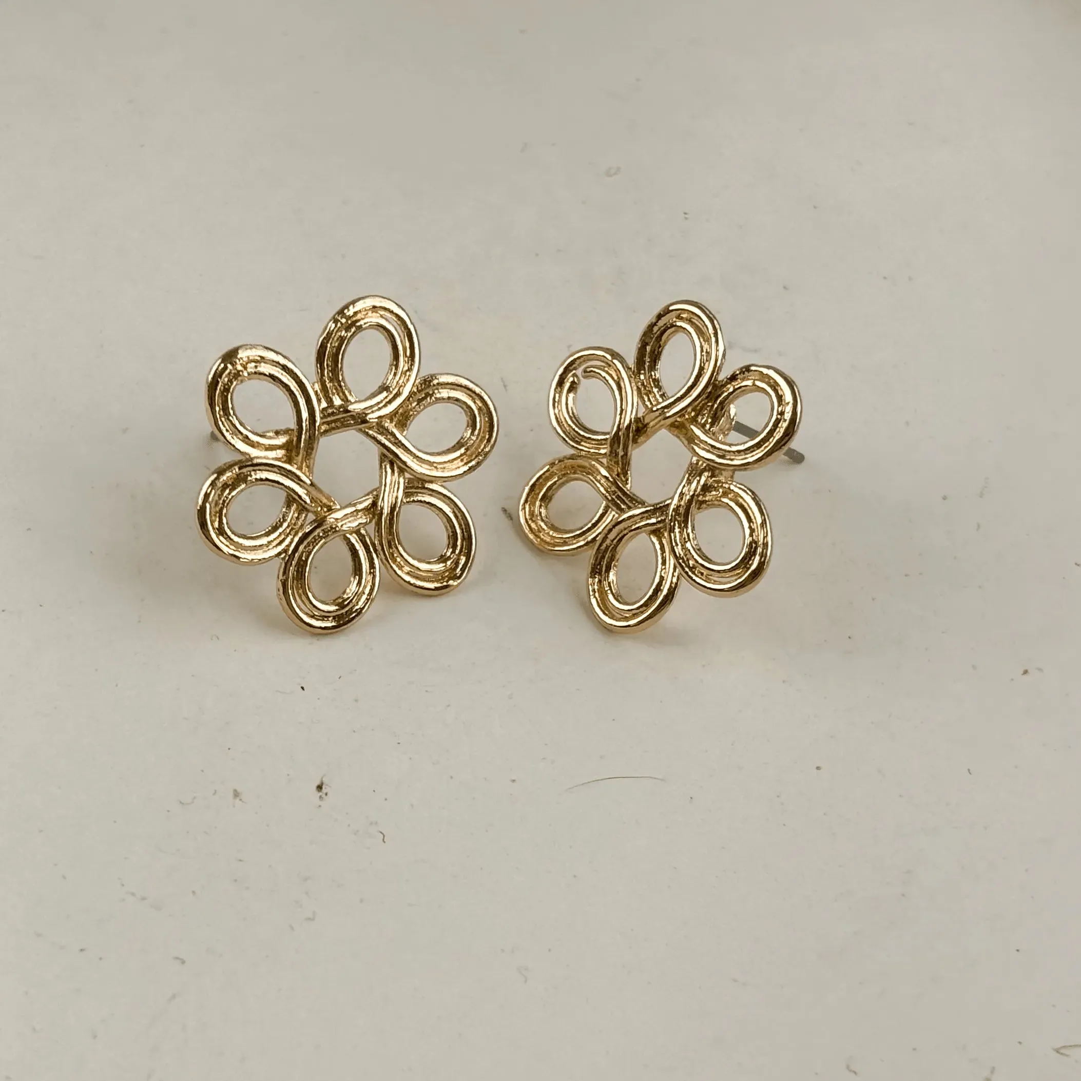 TFC Infinity Floral Gold Plated Stud Earrings