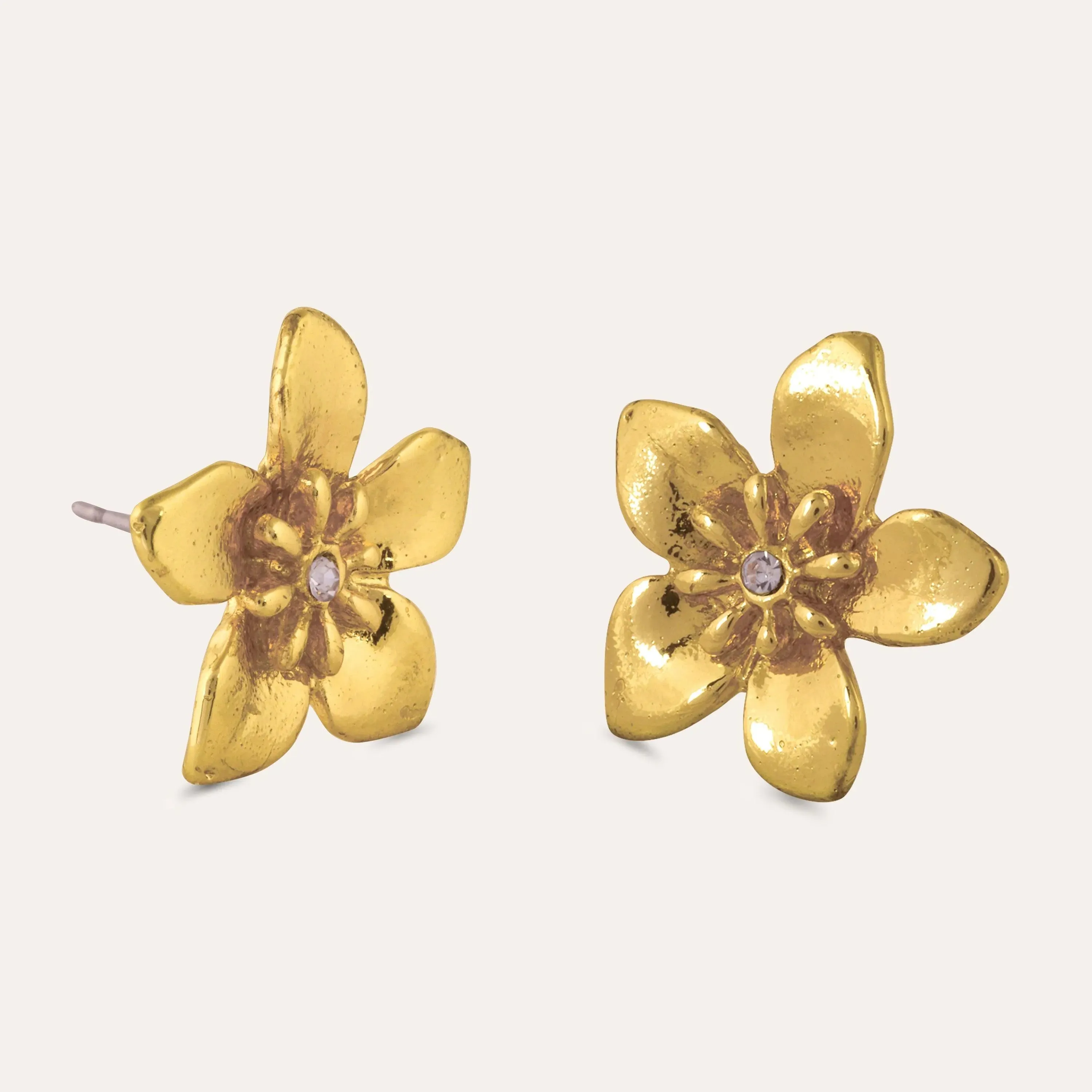 TFC Periwinkle Flower Golden Plated Stud Earrings