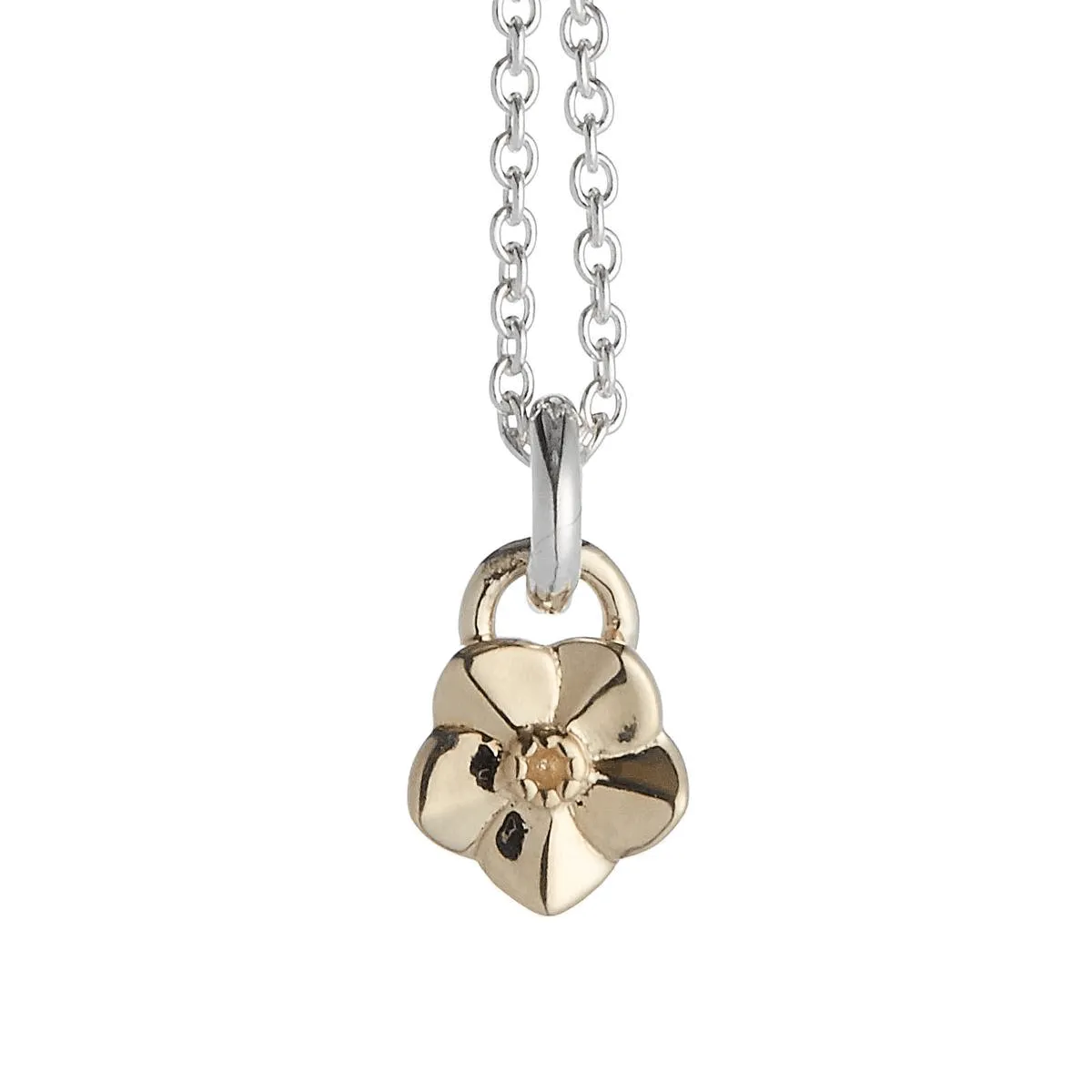 Tiny Forget-Me-Not Silver & Gold Necklace