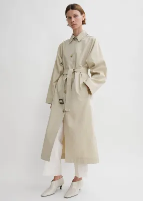 Tumbled cotton silk trench sand